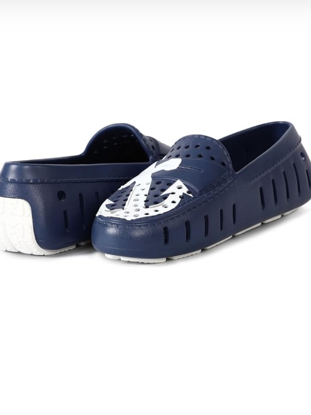 Floafers Posh 3 Navy White Anchor Shoe Size 10 Slip On Perforated NWT